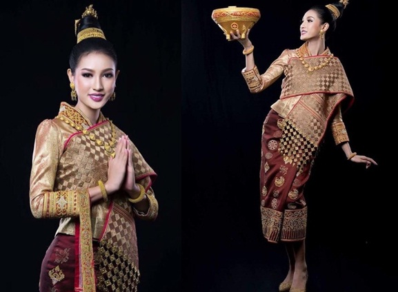 ຊຸດປະຈຳຊາດທີ່ “ຕົ້ນຄຳ ພົນຈັນເຮືອງ” Miss World Laos ໃສ່ໃນຮອບ Dance of the world