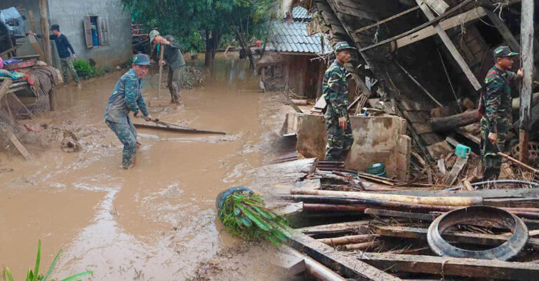 ຊົມເຊີຍ! ອ້າຍນ້ອງທະຫານ ໄດ້ລົງຊ່ວຍເຫຼືອພໍ່ແມ່ປະຊາຊົນທີ່ຖືກຜົນກະທົບຈາກໄພນໍ້າຖ້ວມ