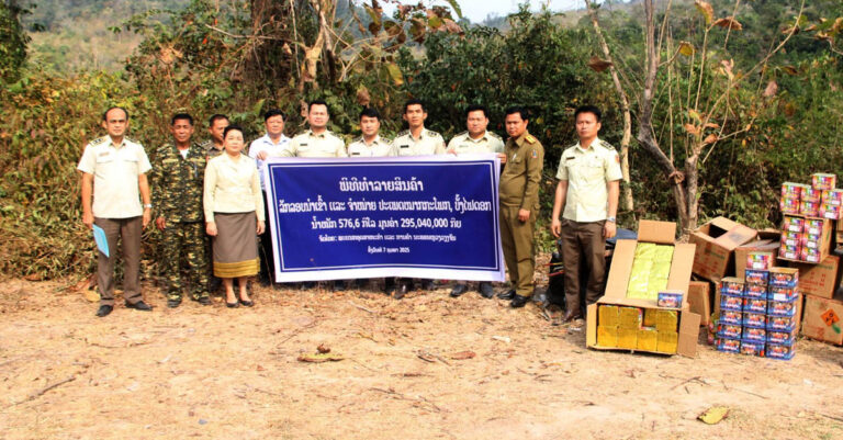 ທໍາລາຍໝາກກະໂພກ ແລະ ບັ້ງໄຟດອກ ມູນຄ່າເກືອບ 300 ລ້ານກີບ